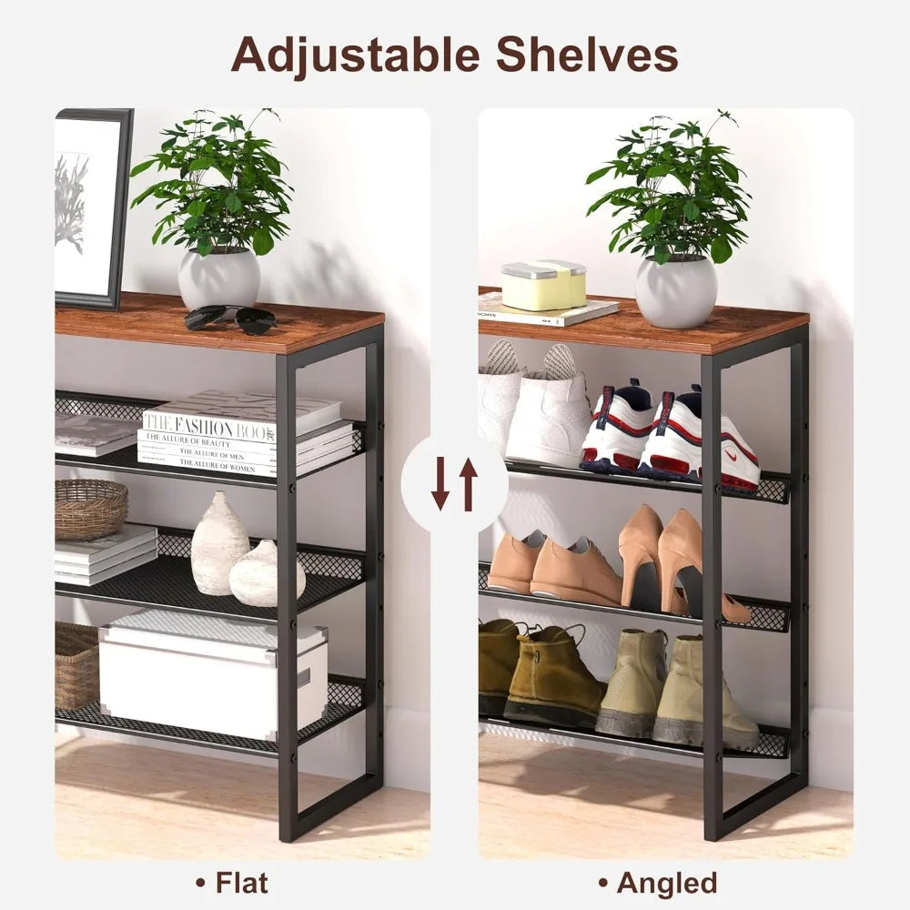 Durable 4-Tier Metal Shoe Stand with Spacious Top for Closets