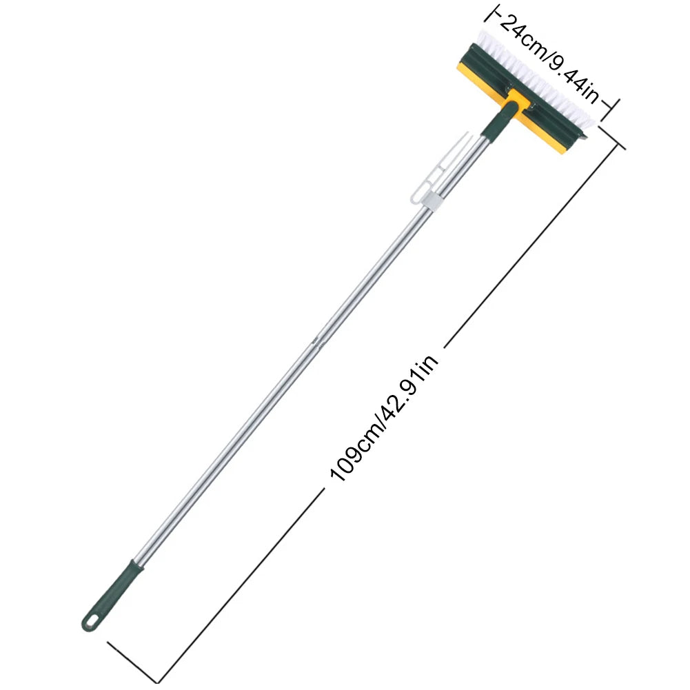 Long Handle Floor Scrubber for Shower Bathroom (Dark Green)