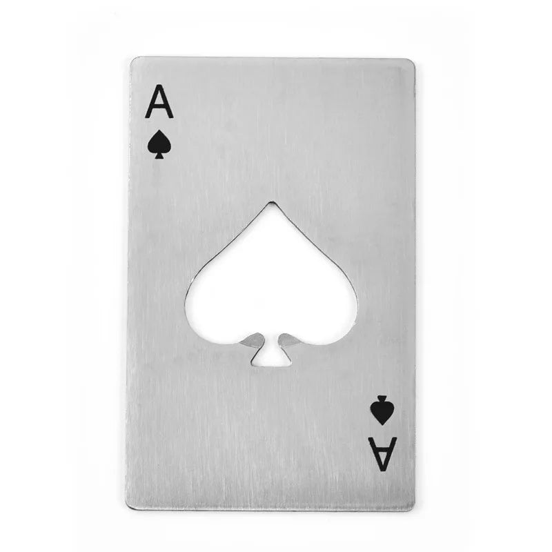Stainless Steel Ace of Spades Bottle Opener, Poker Card Style Beer Bottle Opener, Creative Metal Bottle Cap Opener for Home, Bar &amp; Kitchen (Silver)