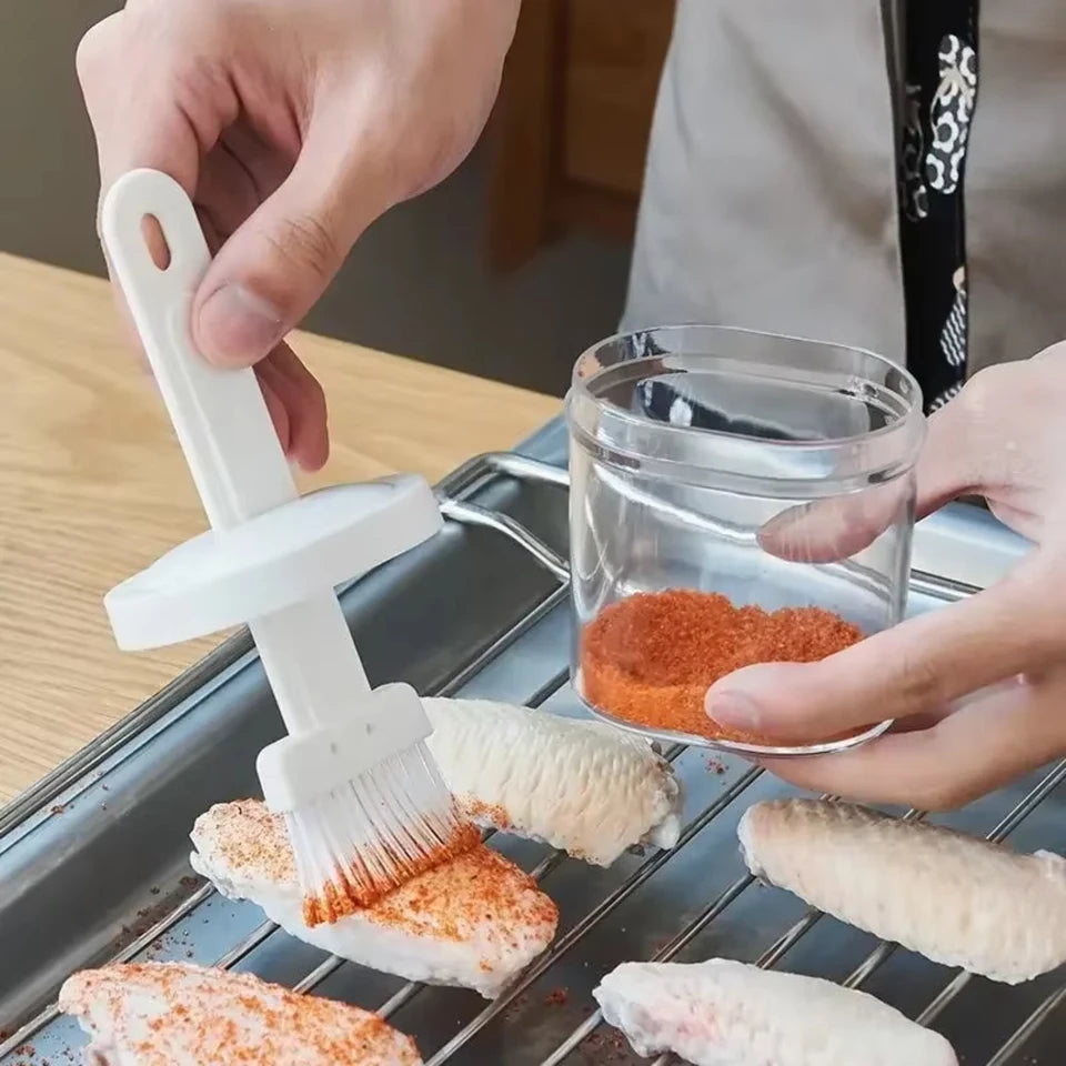 Silicone Barbecue Oil Brush Dispenser Bottle, 1PC (Blue)