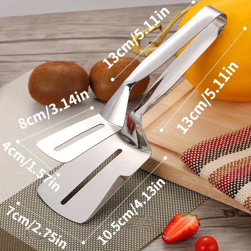 2-in-1 Stainless Steel Food Turner &amp; Tongs – Professional Meat Flipper