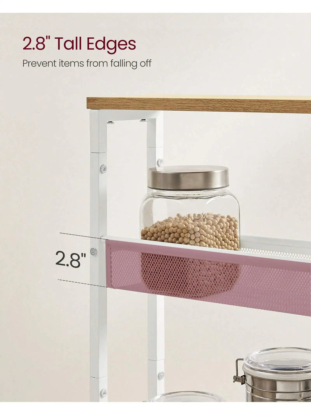 Rolling Utility Slim Cart 4-Tier for Kitchens &amp; Dining Rooms (Oak Beige)