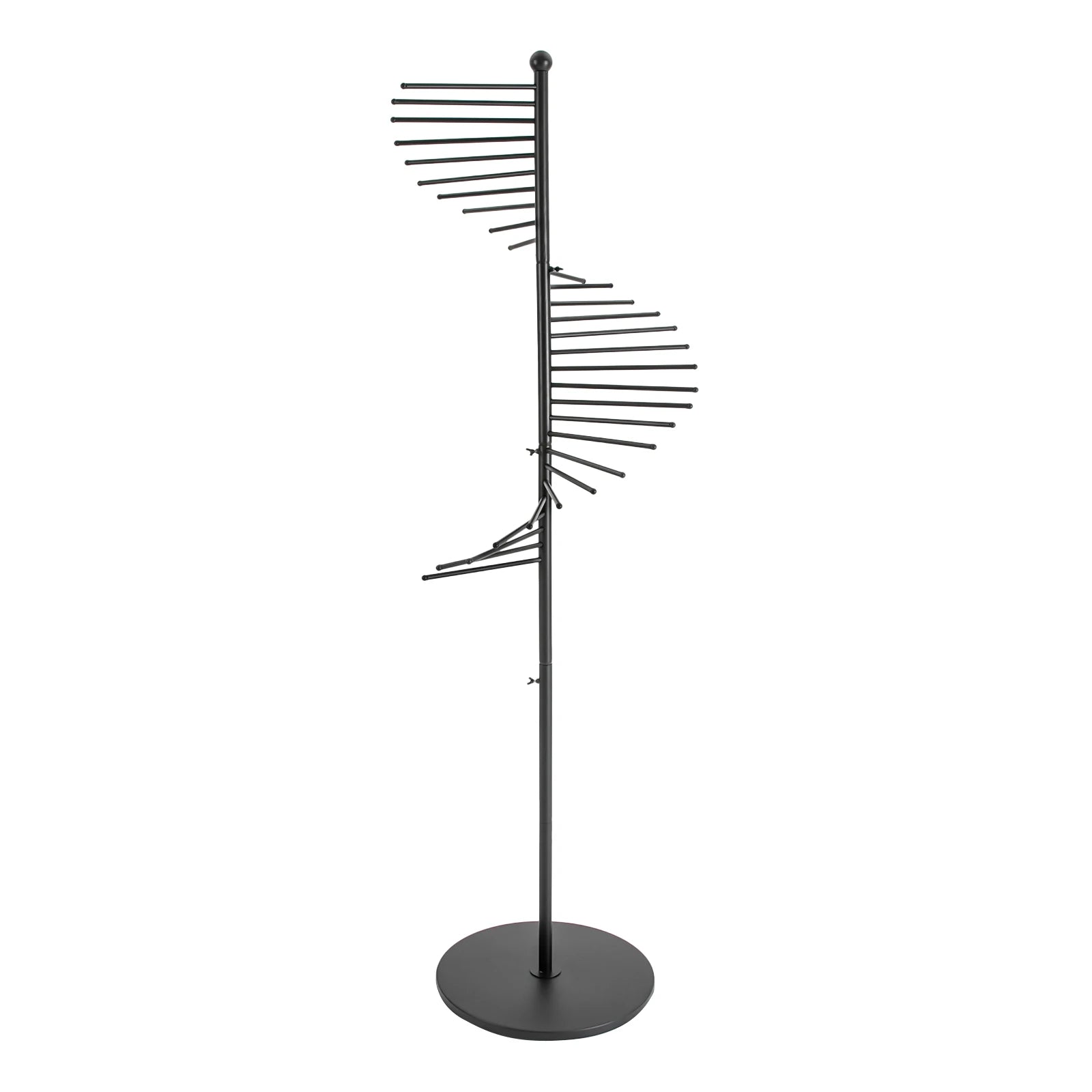 Freestanding Metal Organizer Spiral Scarf Rack 30 Rods 67" Tall (Black)