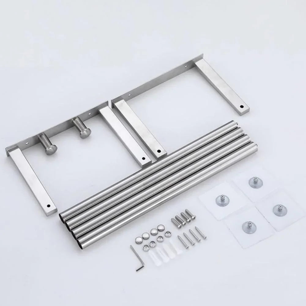 Modern Wall-Mounted Towel Rack for Rolled Towels Stainless Steel Spa-Style Organizer (Silver)