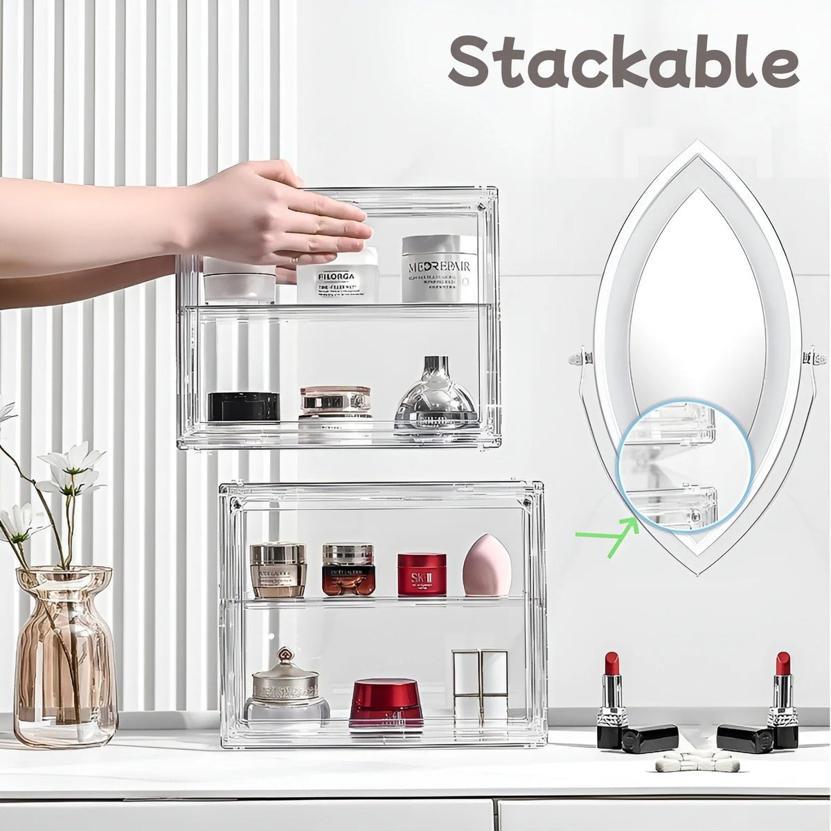 Clear Dustproof Makeup Organizer Layered Storage (Large)