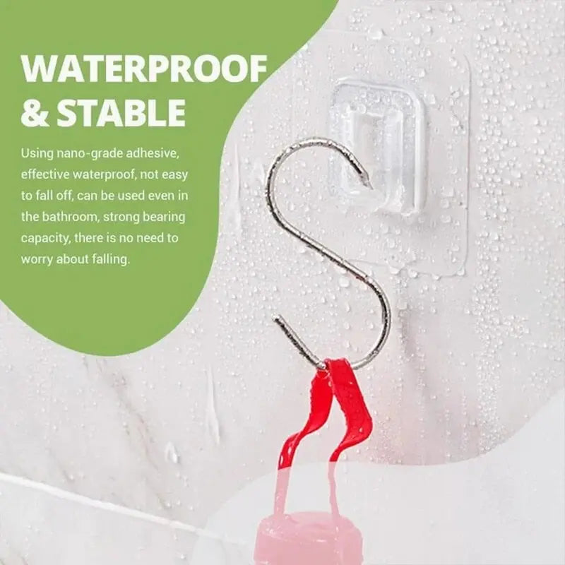 Clear Wall Mount Adhesive Hooks – Waterproof, Traceless Double-Sided Hooks for Kitchen &amp; Bathroom