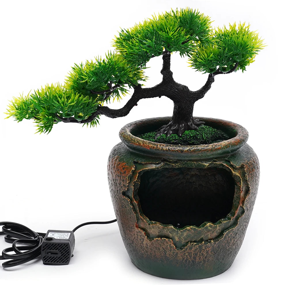 Desktop Waterfall Fountain with LED Light Relaxation Home &amp; Office Decor