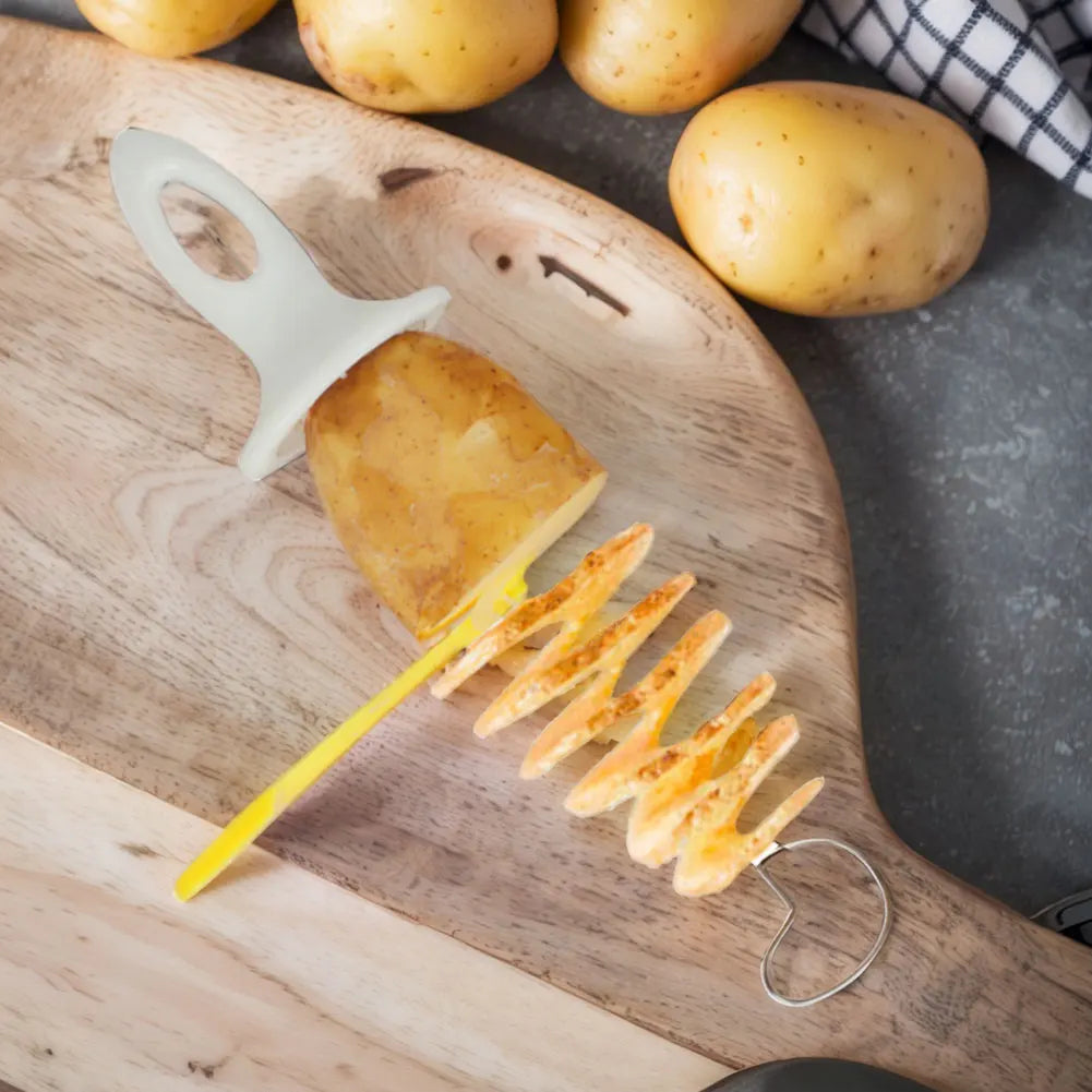 Spiral Potato Cutter with 4 Stainless Steel Sticks – Manual Twisted Potato Slicer