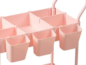 Portable Rolling Utility Cart 3-Tier for Bathroom Organizer (Pink)