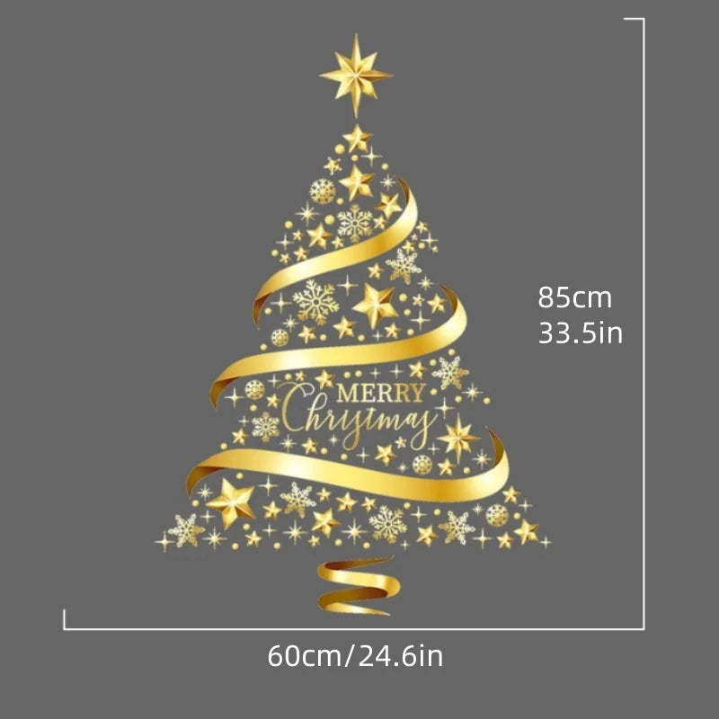 1pc Gold Christmas Tree Glass Sticker (60x85cm)