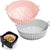 Air Fryer Silicone Basket Bowl 2 Pack, Reusable Baking Tray Oven Accessories, Pink & Gray