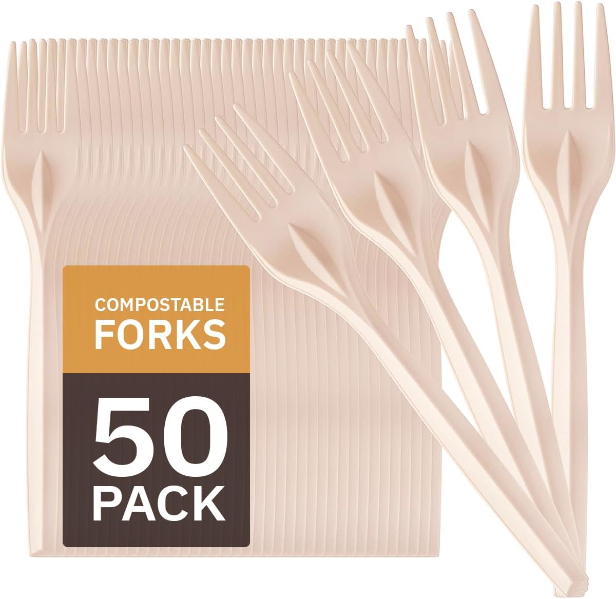 Eco Friendly Large Forks Disposable Forks 50 Packs (6.7") Durable and Heat Resistant Alternative to Plastic Forks Party Supplies