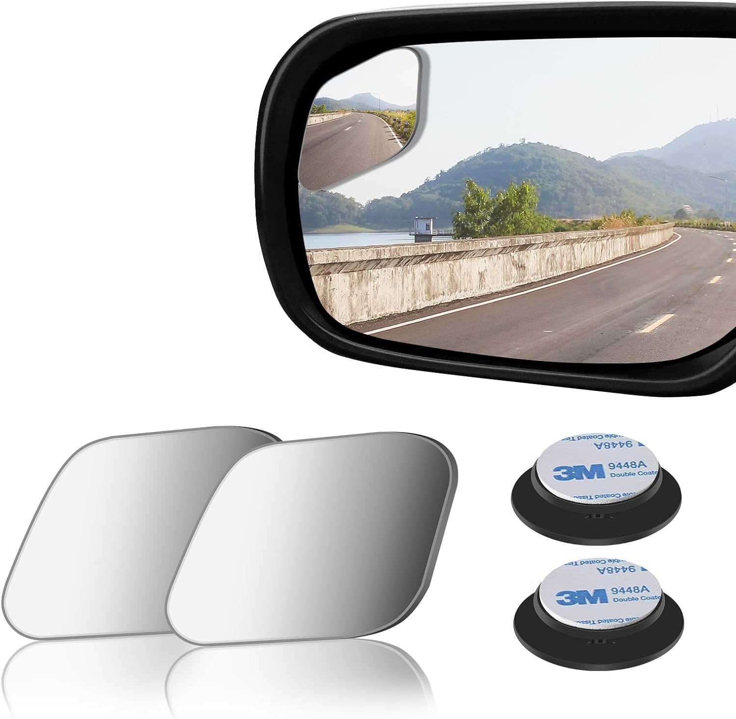 Blind Spot Mirrors 2PCS Frameless 2" HD Glass Convex Side Rear Mirror, Diamond