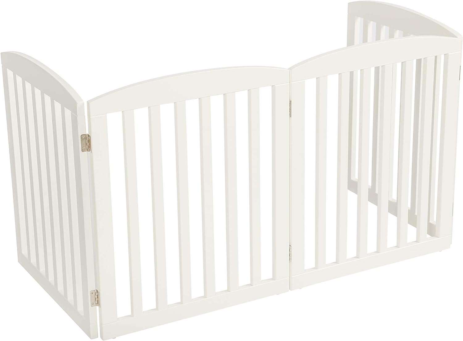 Foldable Pet Gate Wooden Freestanding 24" Dog Gate (White, 24" Height-4 Panels)