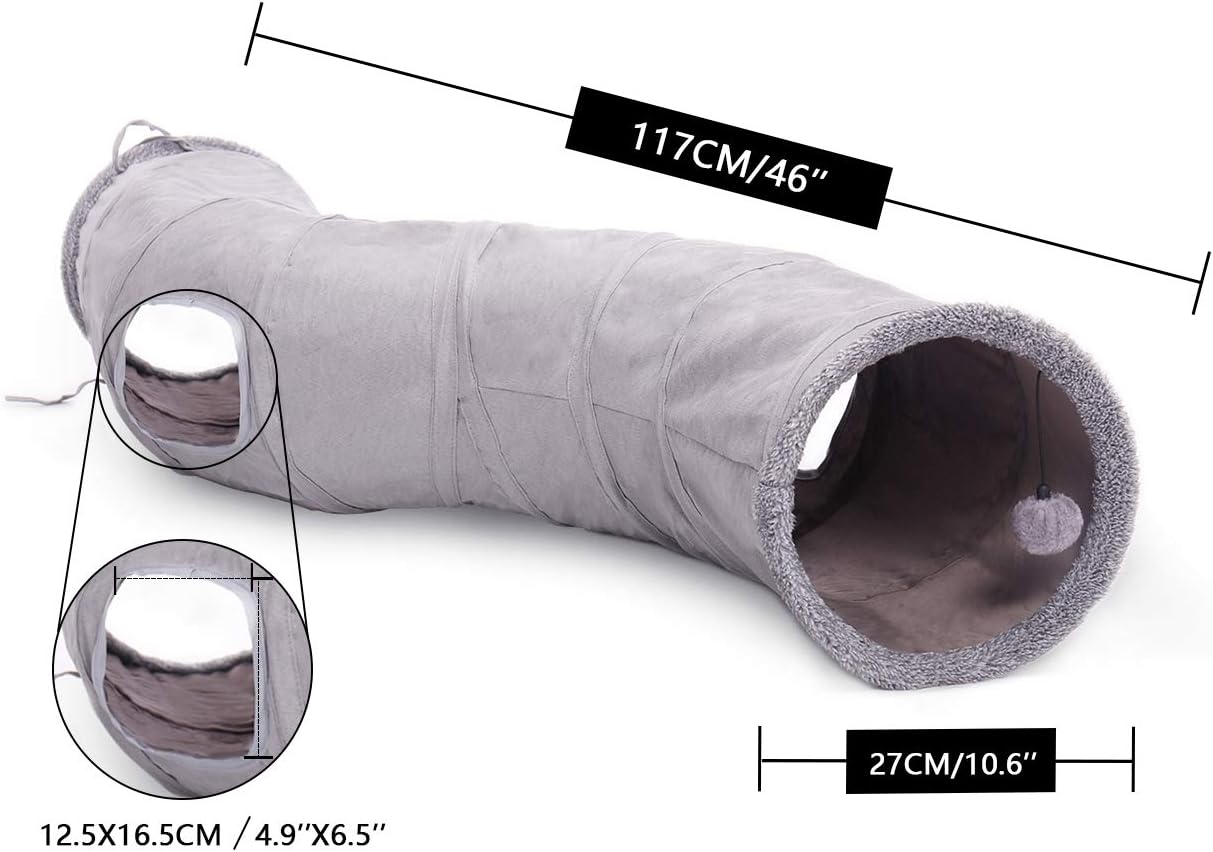 Cat Tunnel S-Shape Collapsible Cat Play Tube 10.5 Inches in Diameter