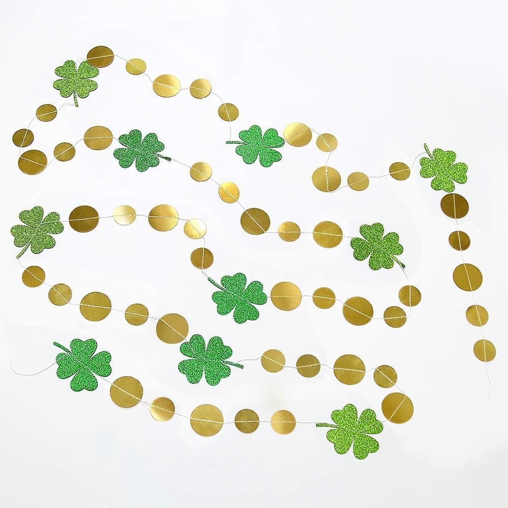 St Patrick's Day Garlands Hanging Banner Streamer Backdrop (4 Strings of 13FT Garland)