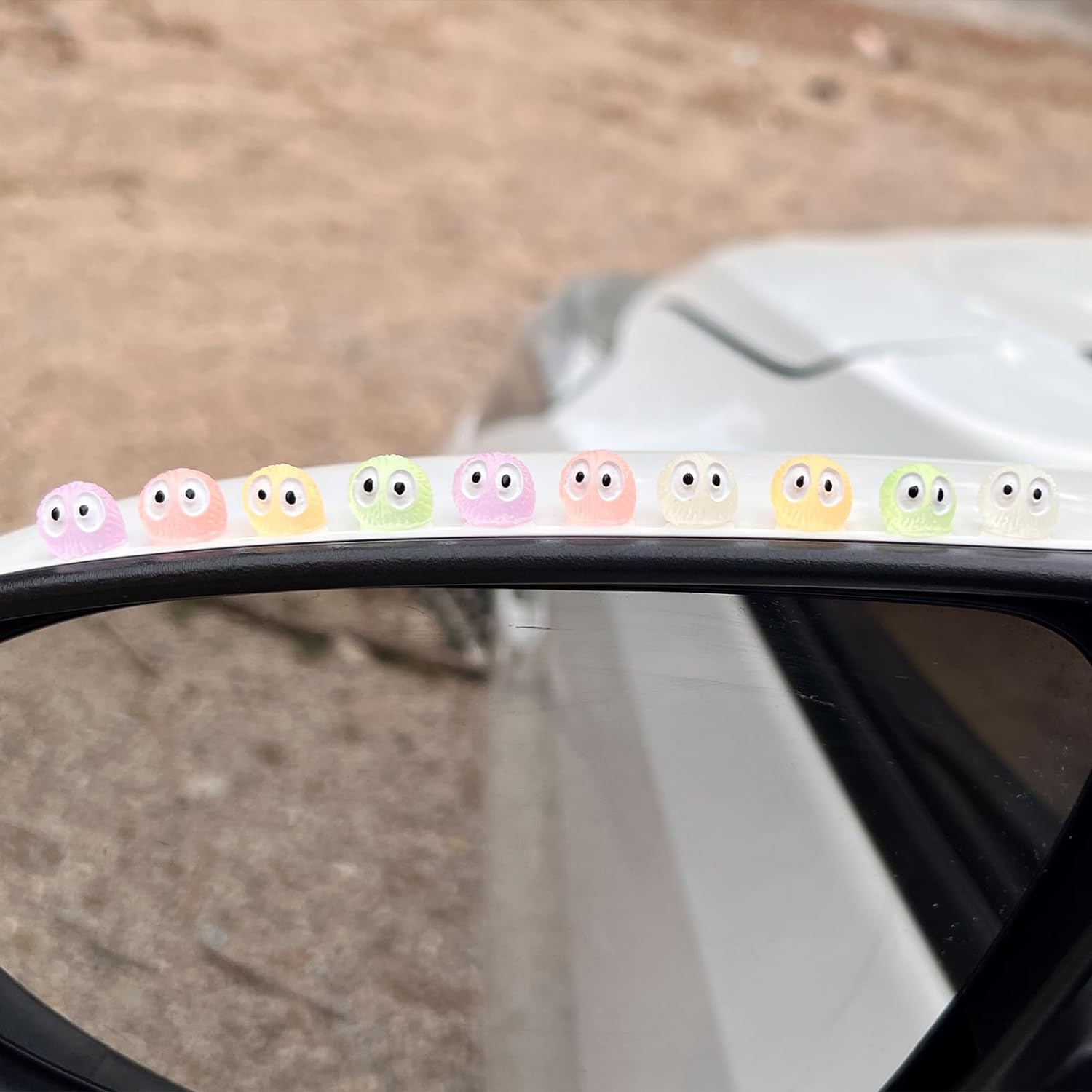 Car Rearview Mirror Accessories 21 Pieces, Luminous Cute Soot Sprites