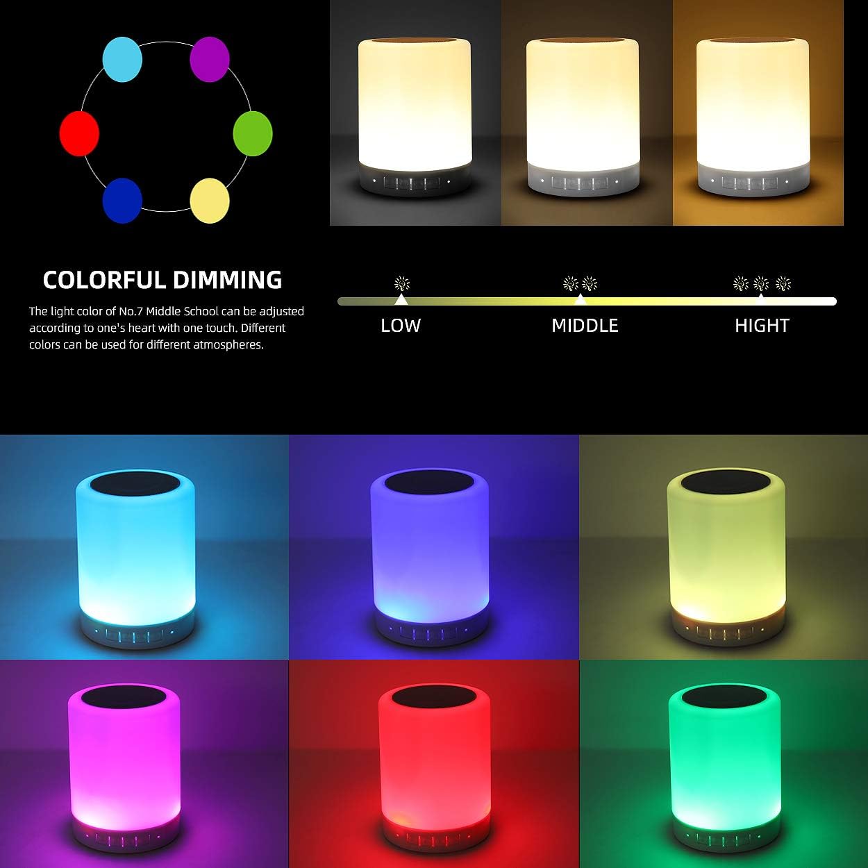 Bluetooth Speaker Night Light Portable Wireless Bluetooth Speakers with Touch Control