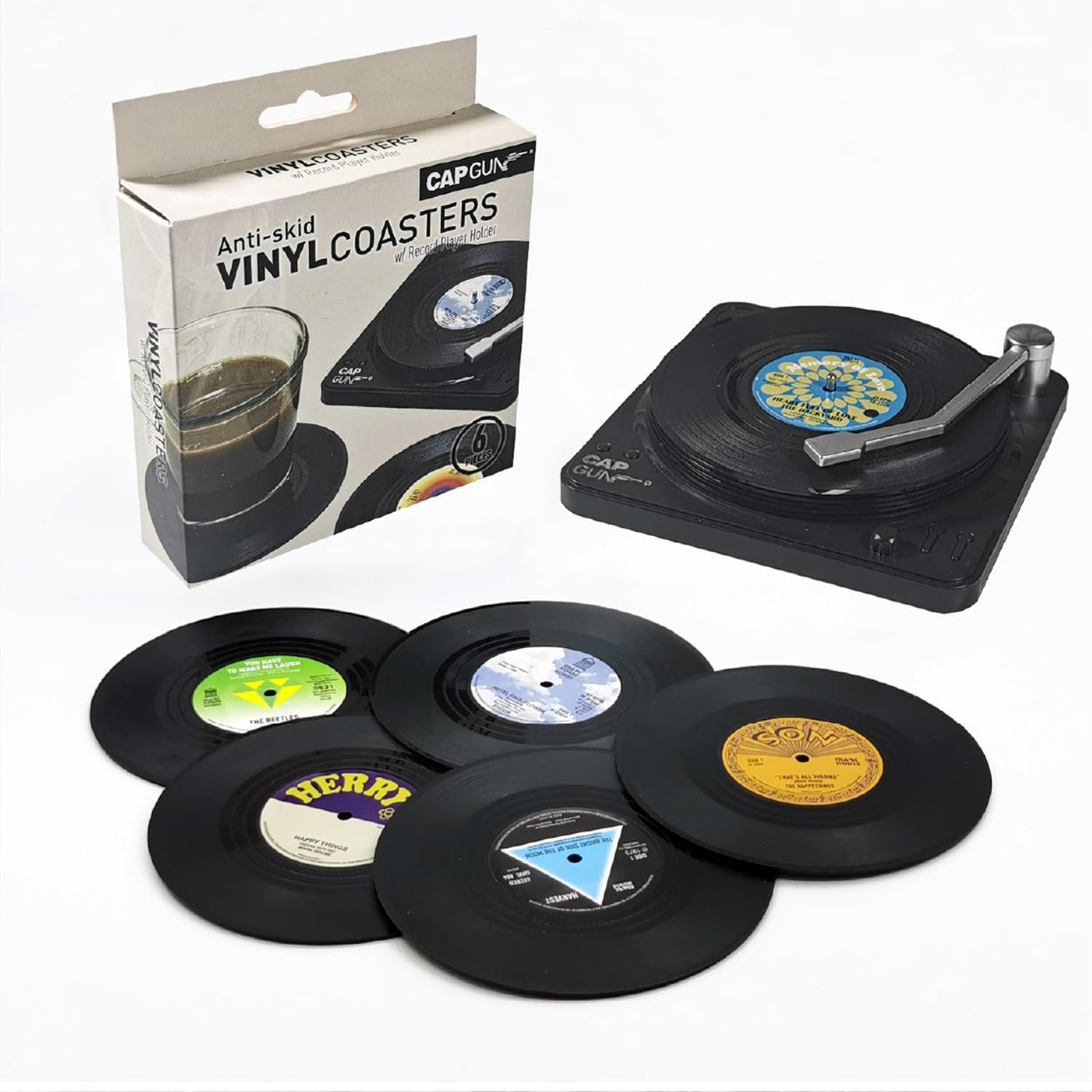 Drink Holder Retro Vinyl Record Coasters for Drinks, 6 Pieces Coasters for Drinks