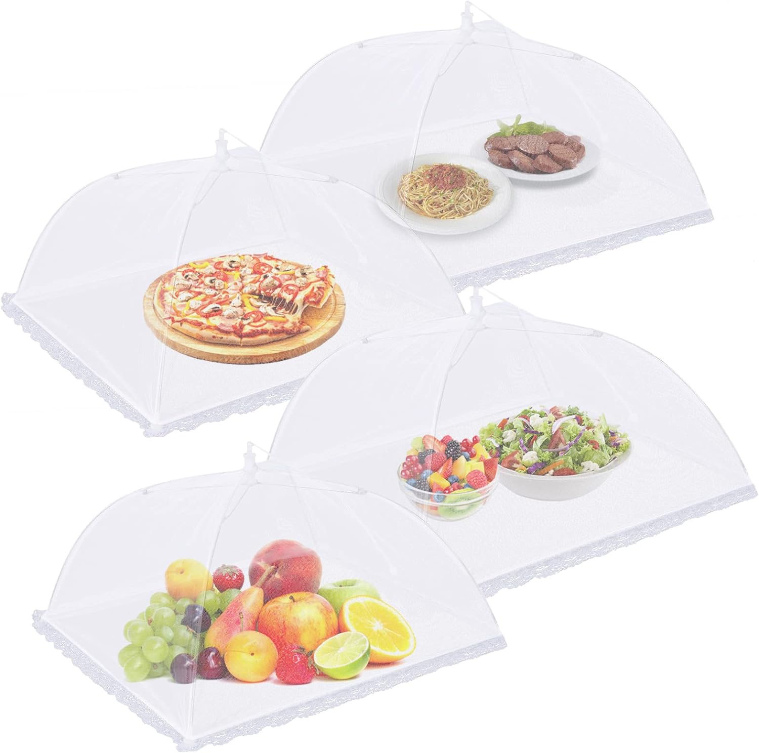 Mesh Food Covers 17" Outdoor Food Covers 4 Pack, White