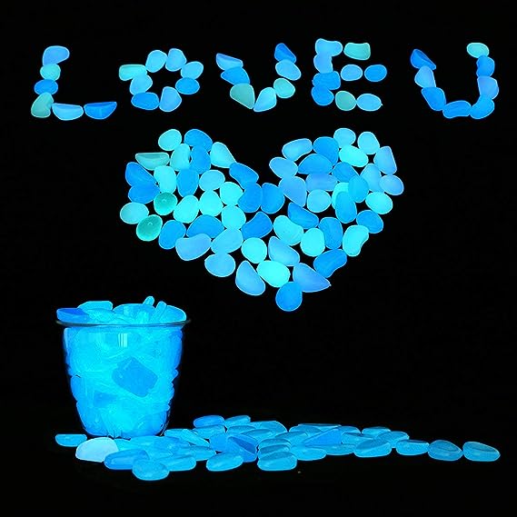 Glow in The Dark Garden Pebbles Stones Rocks  (200 PCS, Blue)