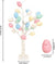 Easter Decorations 24" White Birch Tree with 24PCS Easter Egg Ornaments, Pre Lit 24 Led Lights Battery Operated Table Centerpiece