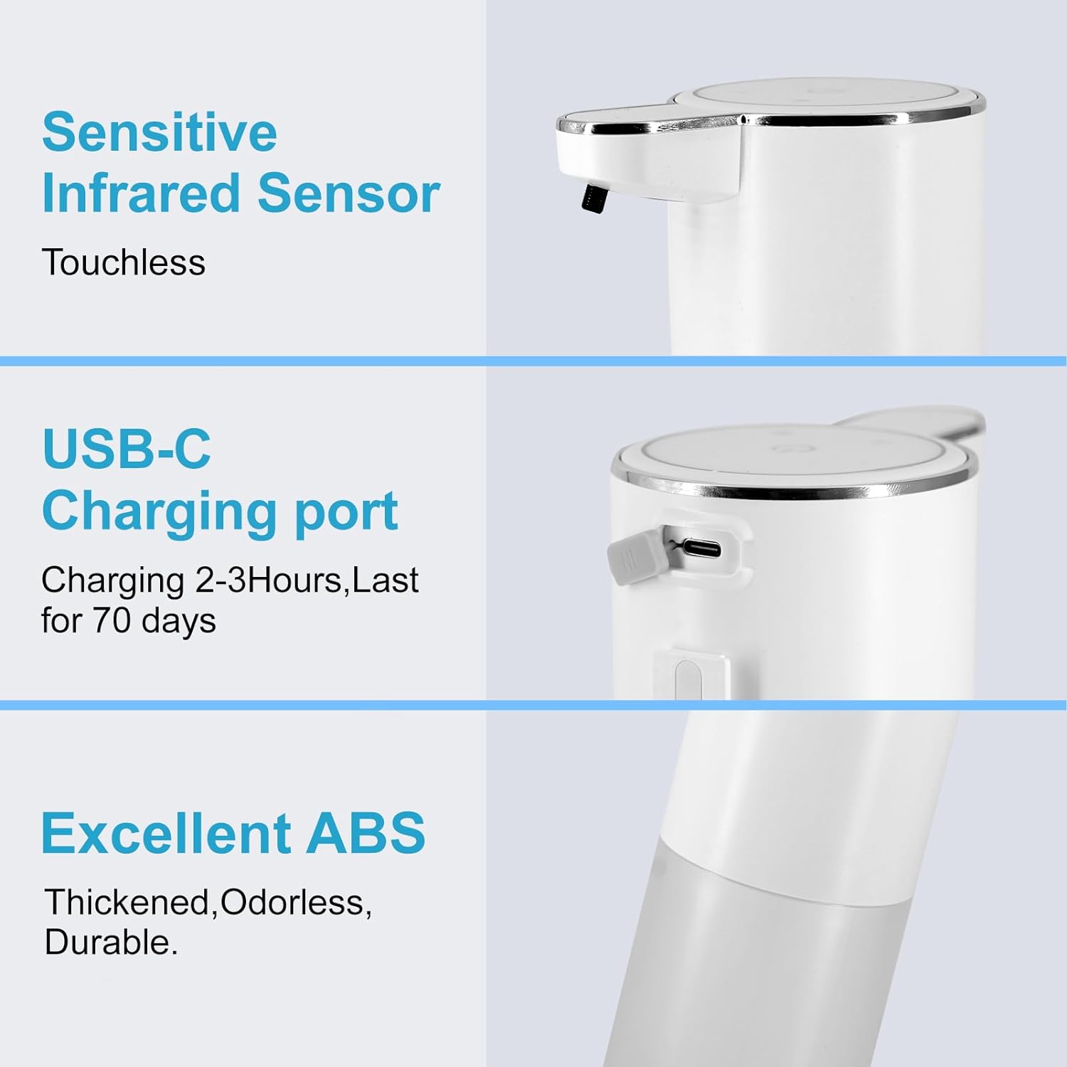 Liquid Soap Dispenser Automatic Soap Dispenser, 4 Adjustable Levels, 4 Power Indicators