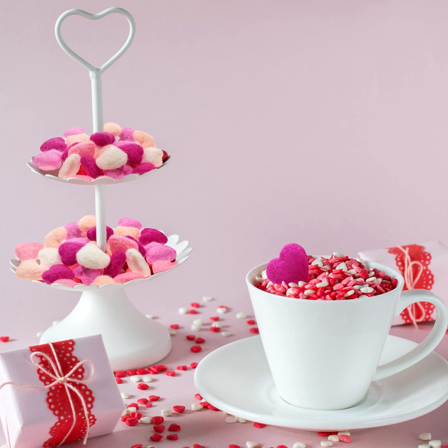 Valentine's Day Felt Hearts Craft DIY Decoration for Valentines Day (30 Pieces)