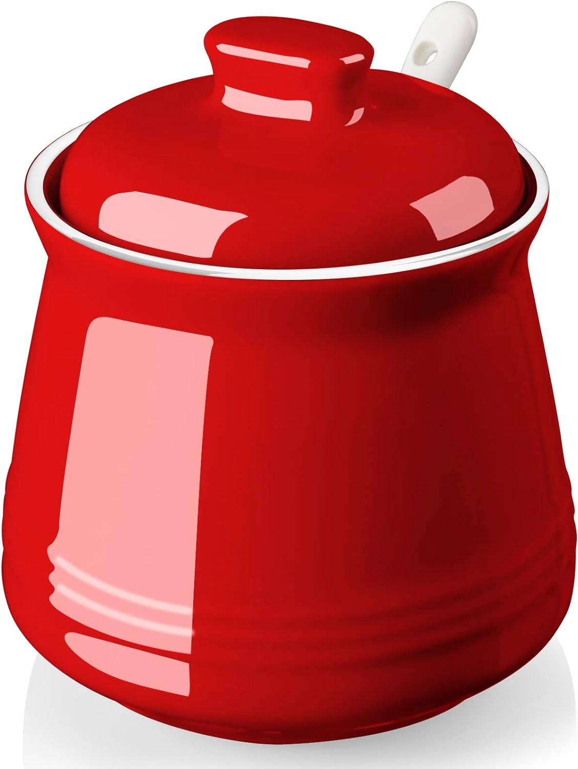 Sugar Bowl with Lid and Spoon 12OZ Sugar Dispenser Bowl, Red