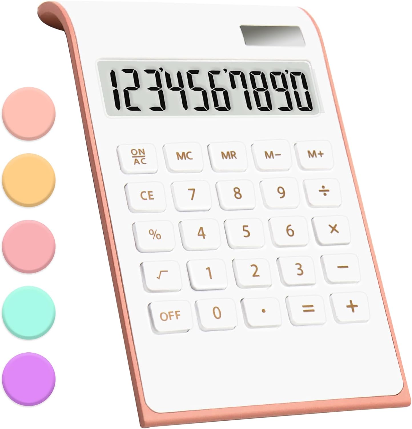 10 Digits Solar Battery with Large LCD Display Basic Office Calculator Rose Gold Calculator