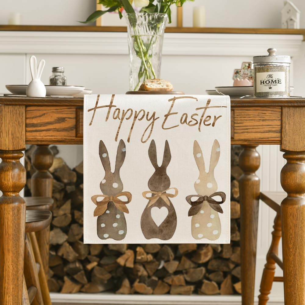 Easter Table Runner Carrots Rabbit Bunny for Indoor Outdoor Home Party Decor (13" x 72")