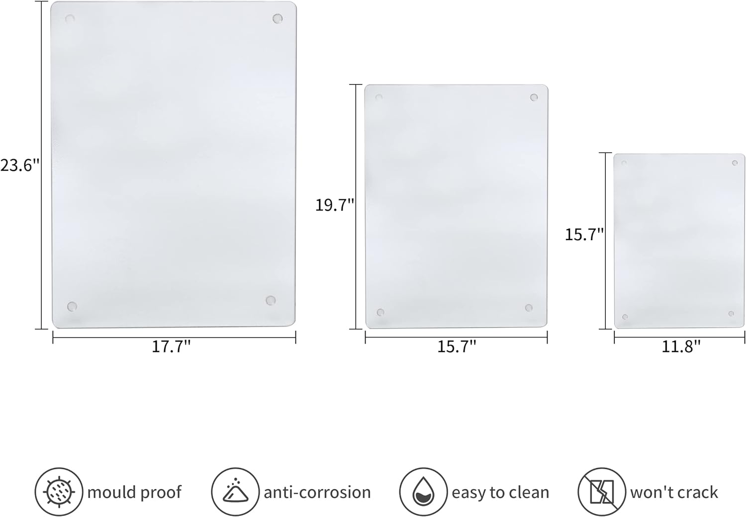 Tempered Glass Chopping Boards, 24" x 18" Dishwasher Safe, Small Countertop Tray, Scratch Resistant, Heat Resistant Cutting Boards