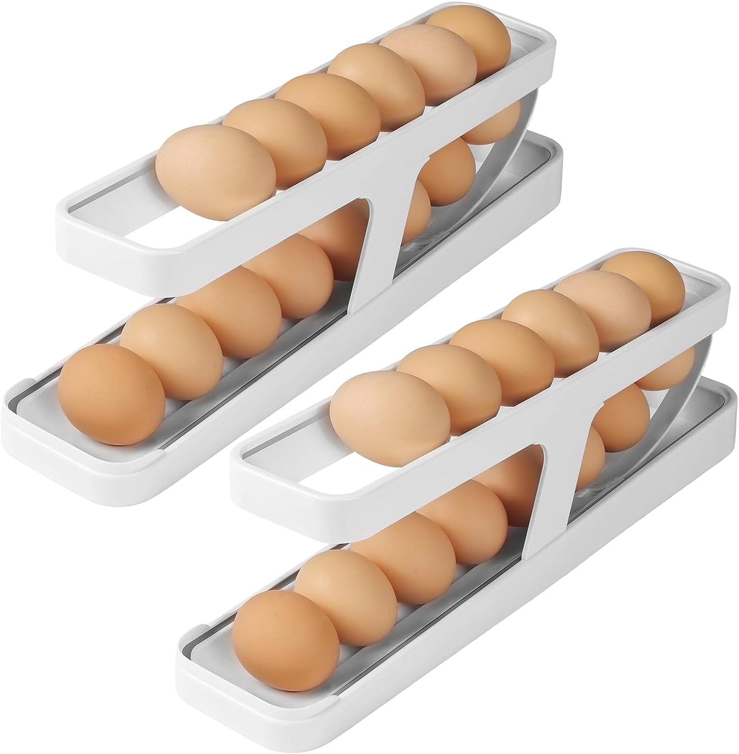 Rolling Egg Storage Container 2 Pack Space-Saving Egg Dispenser