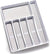 Plastic Silverware Organizer with Icons Tray for Drawer Utensil Tableware Flatware Organizer, 6-Compartment, Gray