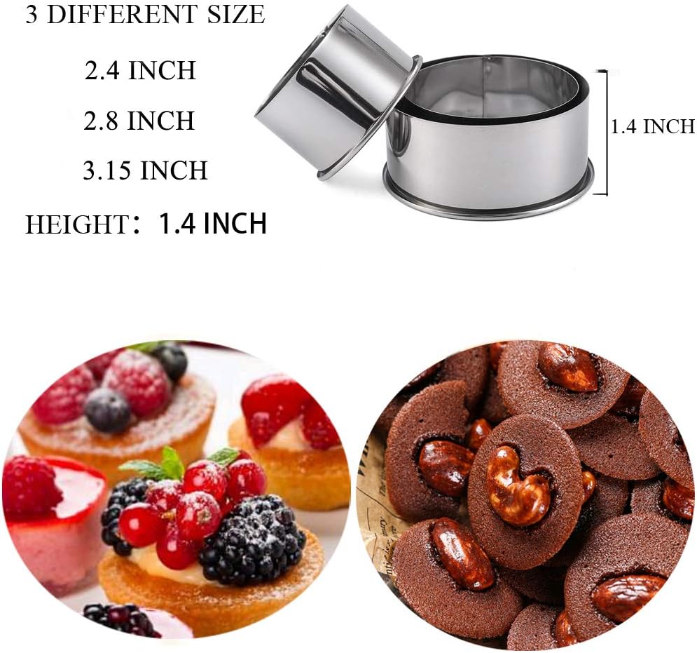 Cookie Cutters Round Edges 3 Pieces Stainless Steel Cake Cookie Scone Cutters Molds