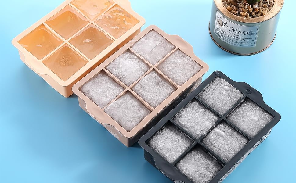 Silicone Ice Cube Molds Spill-Resistant Removable Lid (3 Pack)