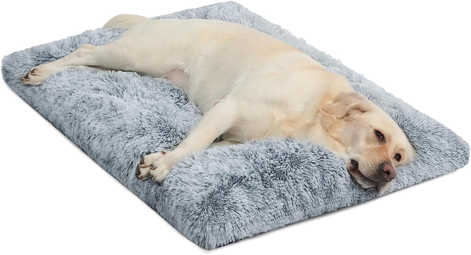 Fluffy Faux Dog Bed Crate Pad Mat for Medium Dogs & Cats (35" x 23", Grey)