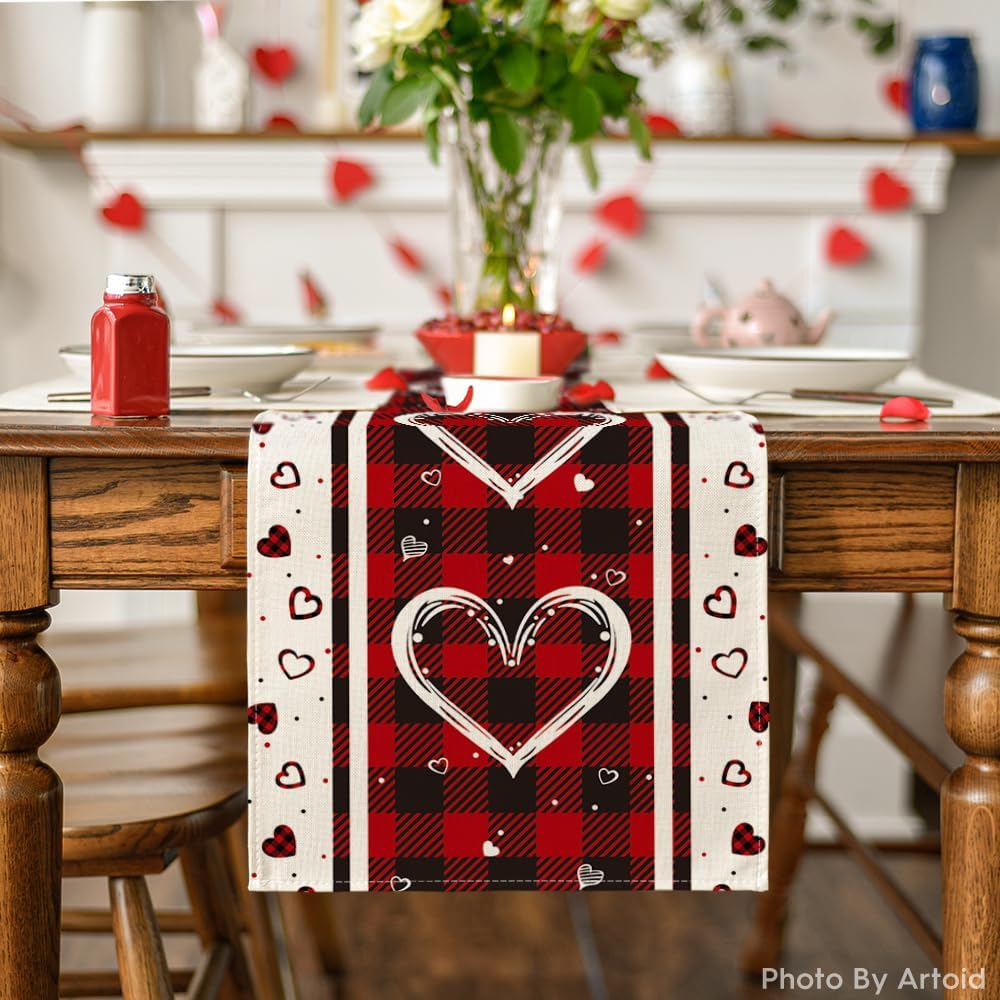 Valentine's Day Table Runner 13" x 72" Table Decoration for Indoor Home Party