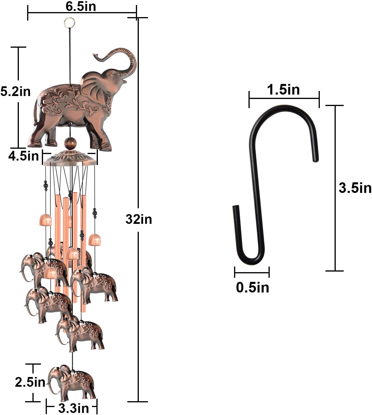 Elephant Decor Wind Chimes Garden Decor