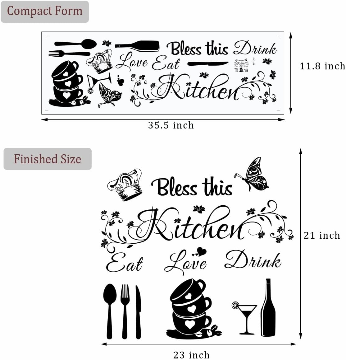 Kitchen Wall Decor Kitchen Wall Decals Dining Room Wall Quotes Bless this Kitchen