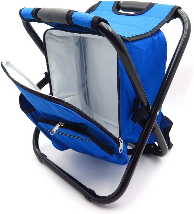 Folding Camping Fishing Chair Travel Backpack Beach Bag Chair, Blue