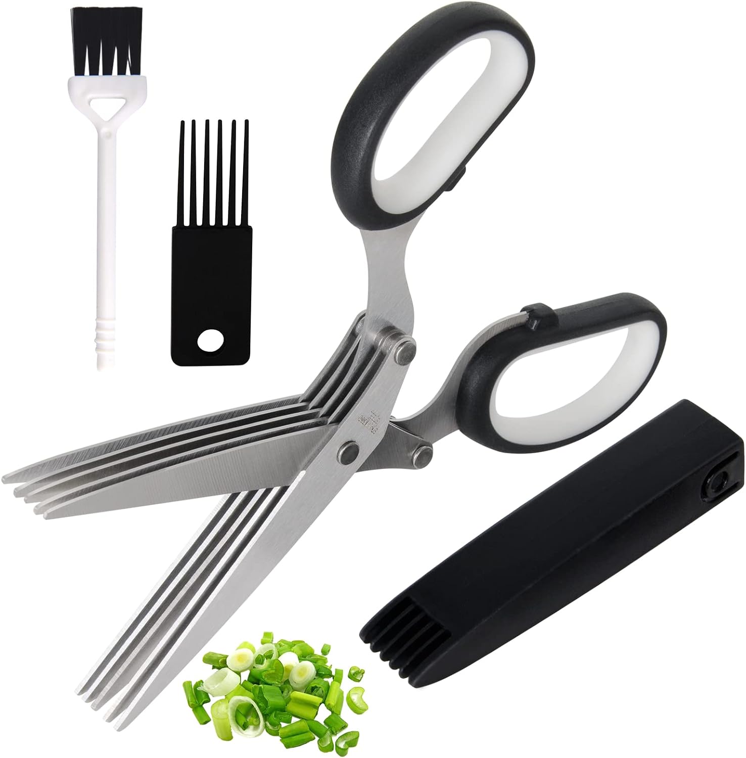 Kitchen 5 Stainless Steel Blade Herb Cutting Shears Scissors