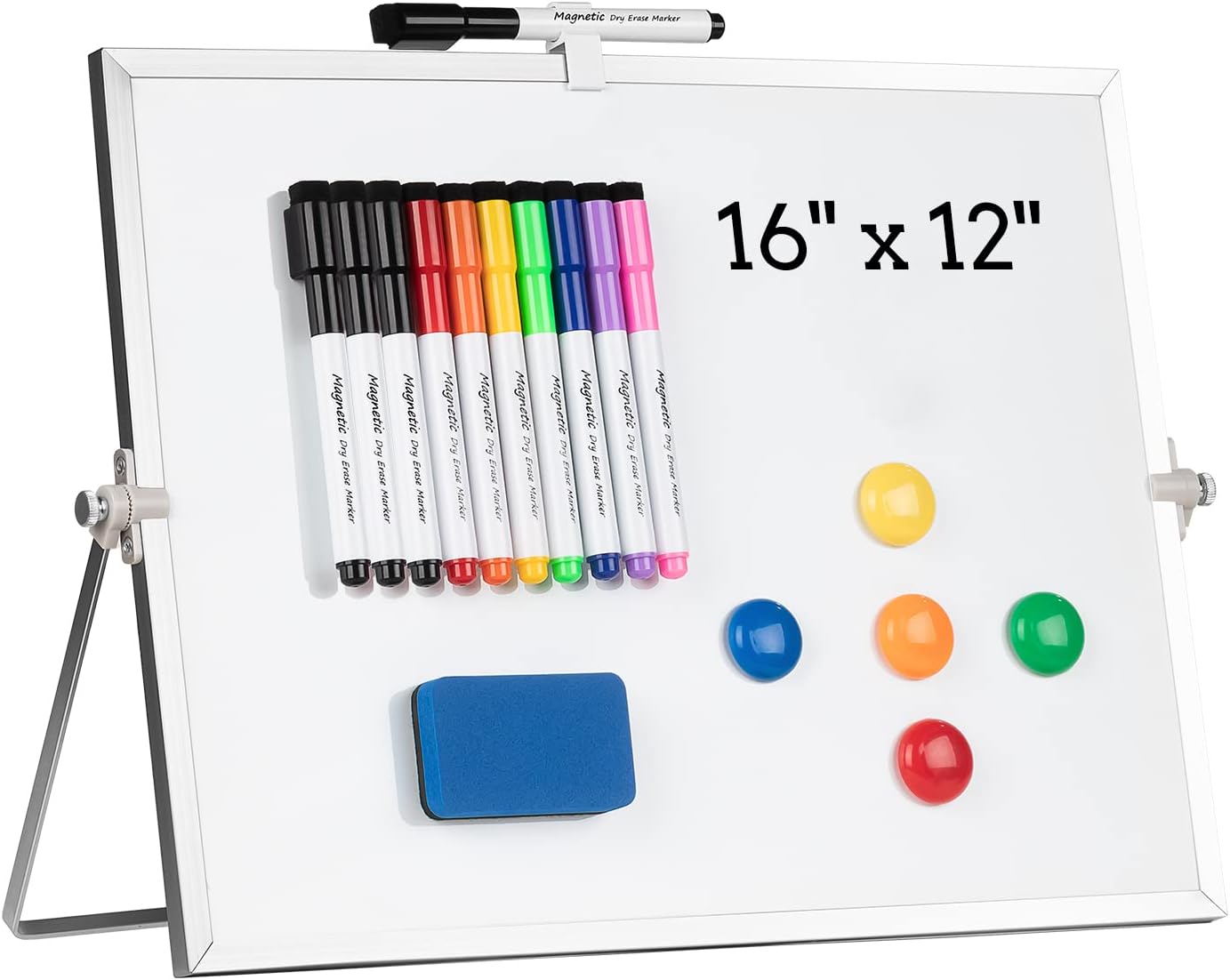 Desktop Whiteboard Dry Erase White Board 16" x 12" with Stand