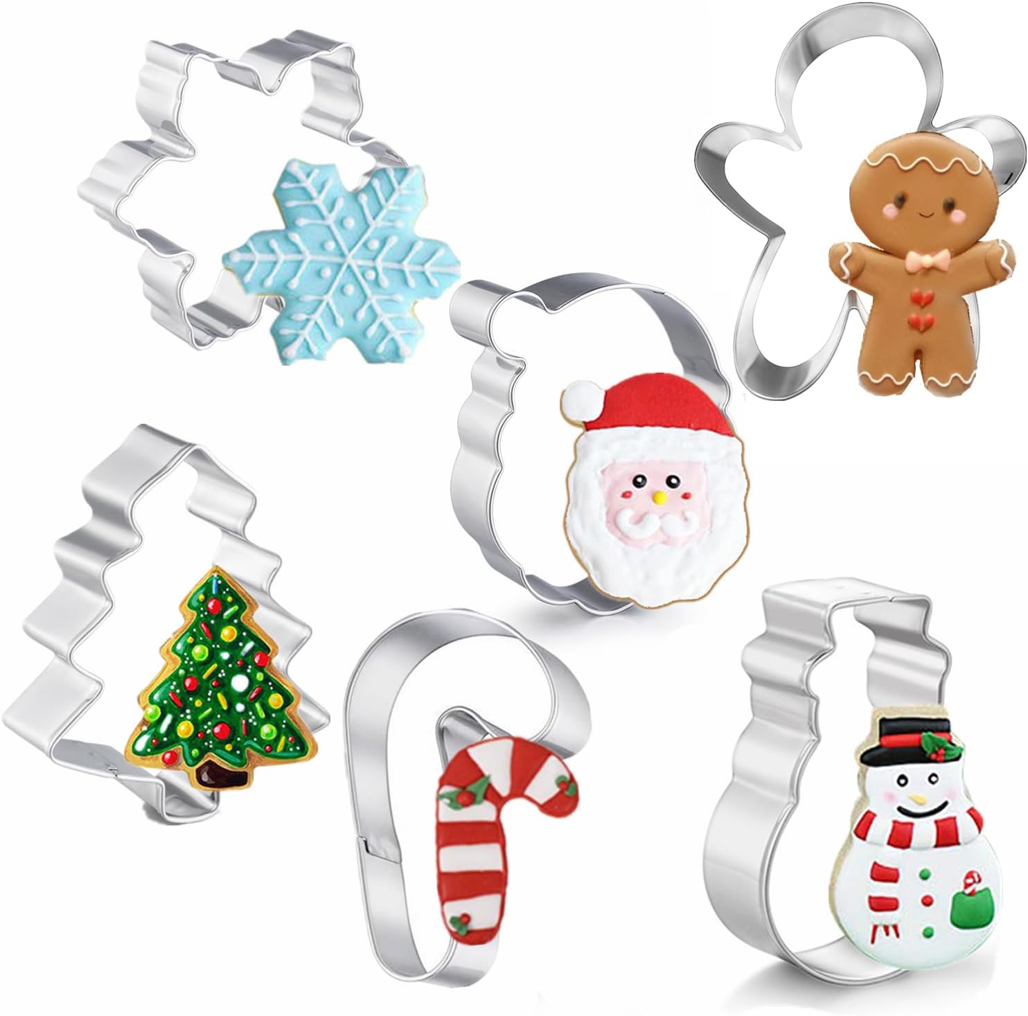 Christmas Cookie Cutters, 4" Holiday Cookie Cutters Shape with Recipe Booklet Gingerbread Men