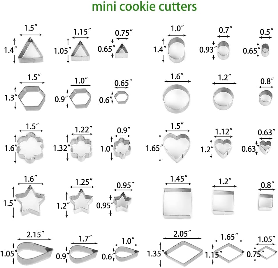 Mini Cookie Cutters 30 Pieces Set for Biscuit Cutter and Fruit Cutter