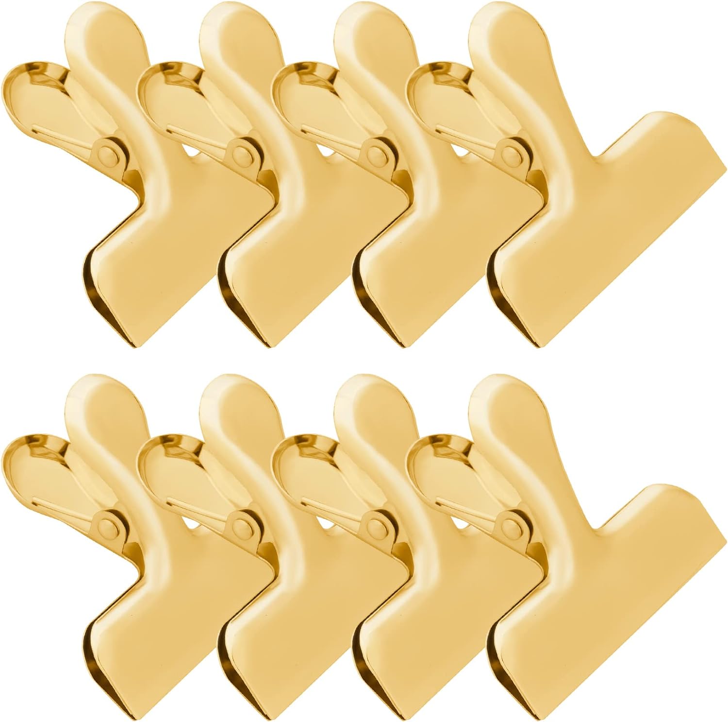 Chip Clips Bag Clips 3" 8 Pack Stainless Steel Gold Clips