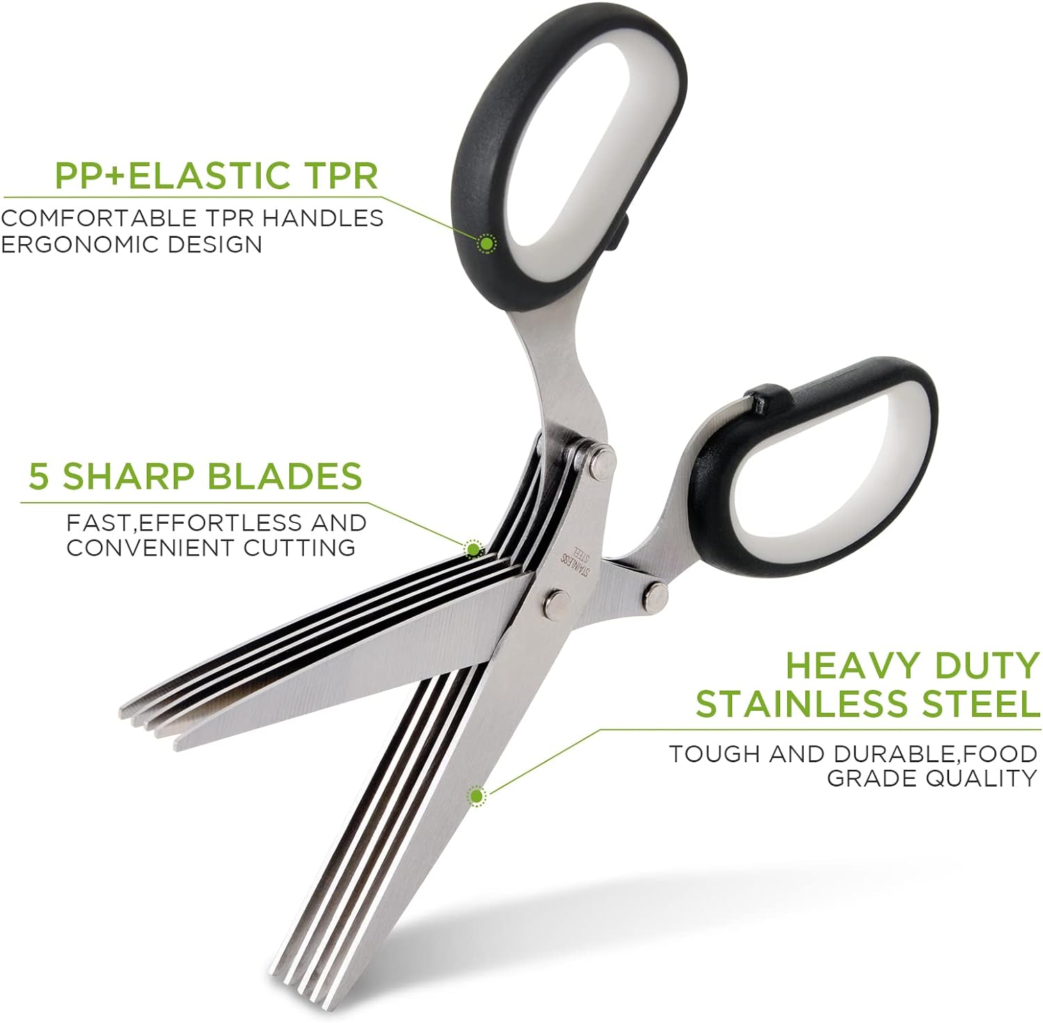 Kitchen 5 Stainless Steel Blade Herb Cutting Shears Scissors