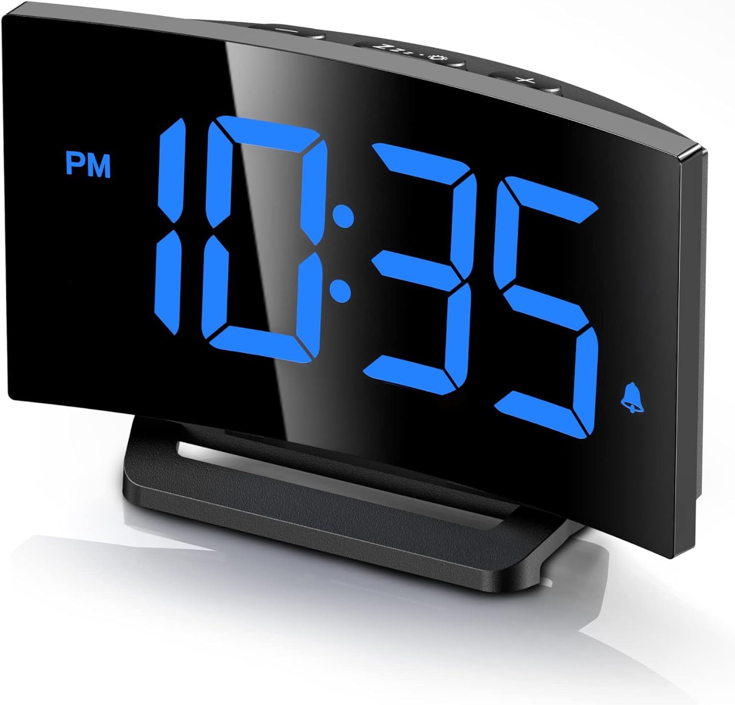 Digital Alarm Clock Digital Clock with Modern Curved Design Blue LED Numbers