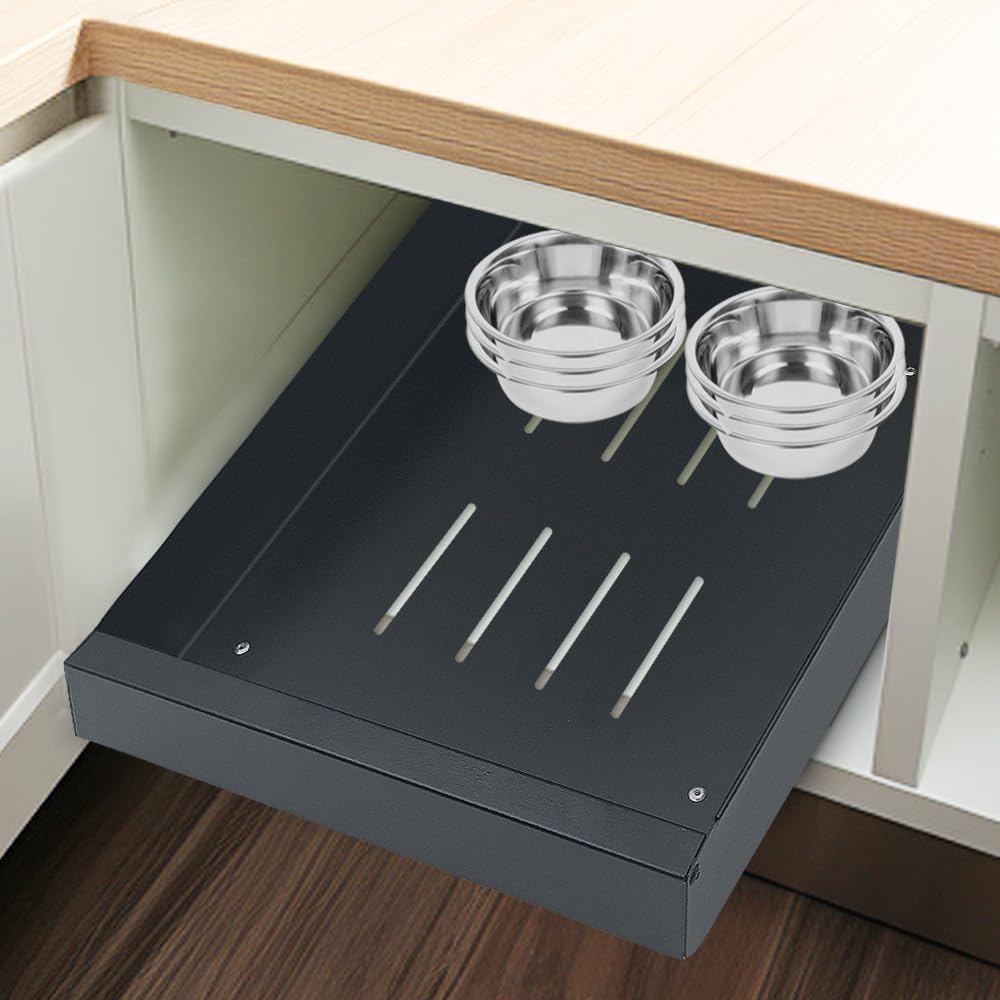 Pull out Cabinet Organizer, Carbon Steel Drawer Slide Out with Nano Adhesive Strip For Kitchen（9.8" W X16.9 DX2.7 H）