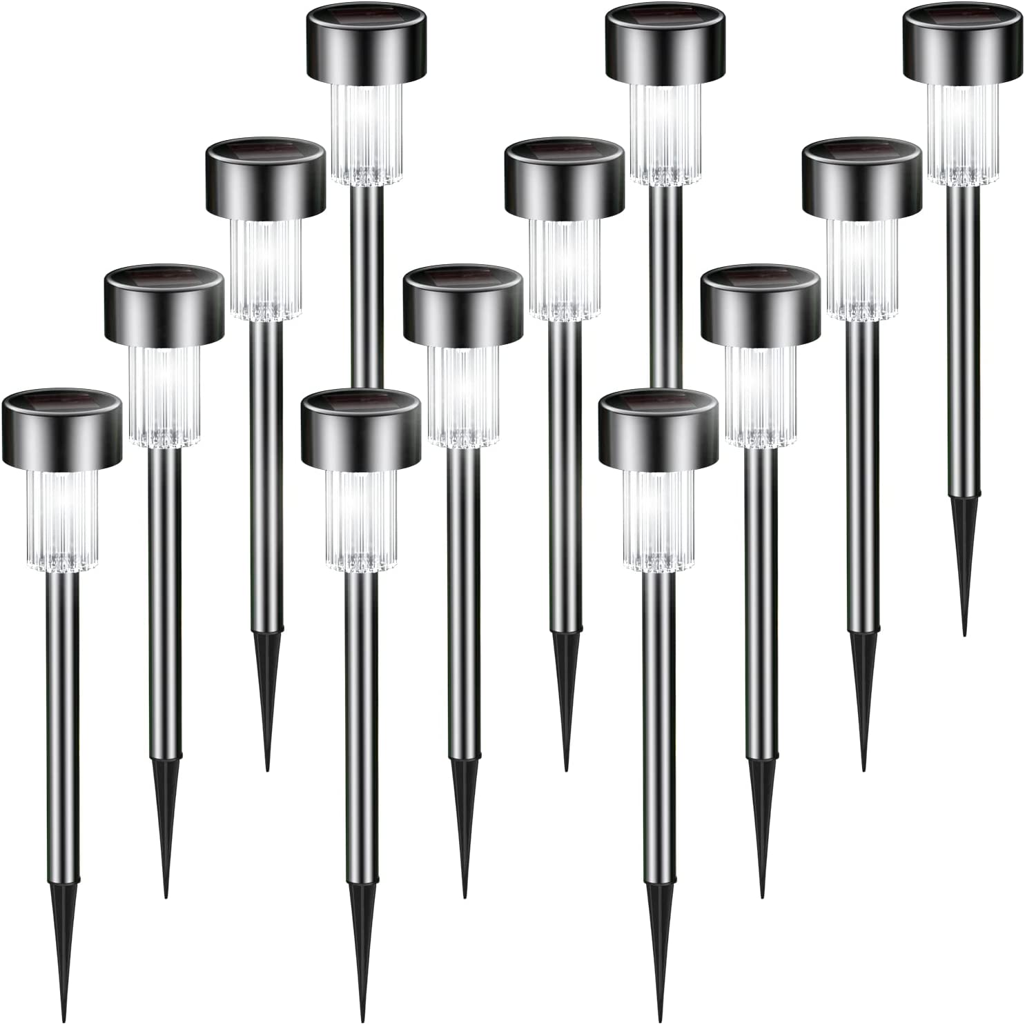 12 Pack Garden Lights Solar Powered Waterproof Landscape Path Lights